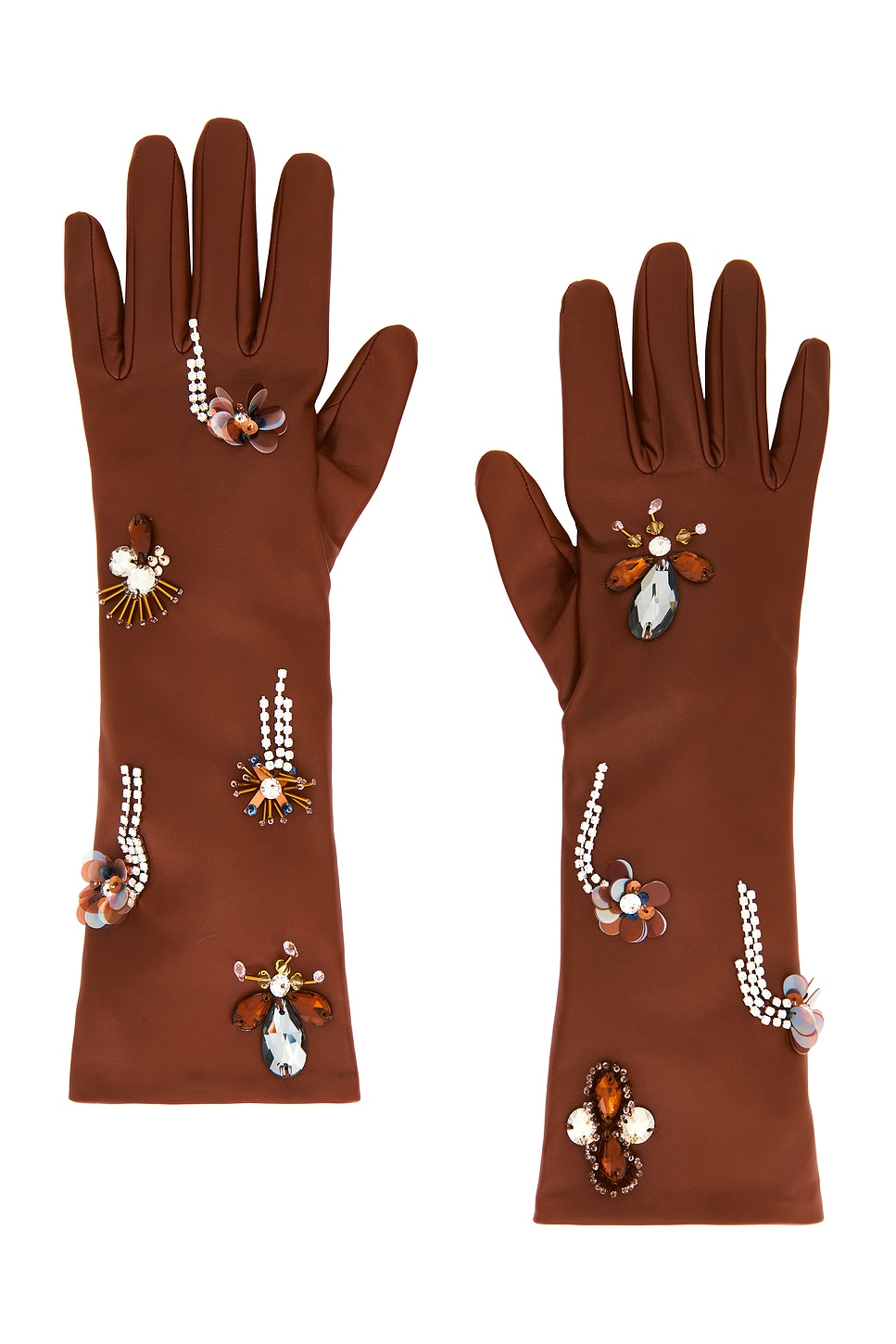 Laetitia Embellished Leather Gloves