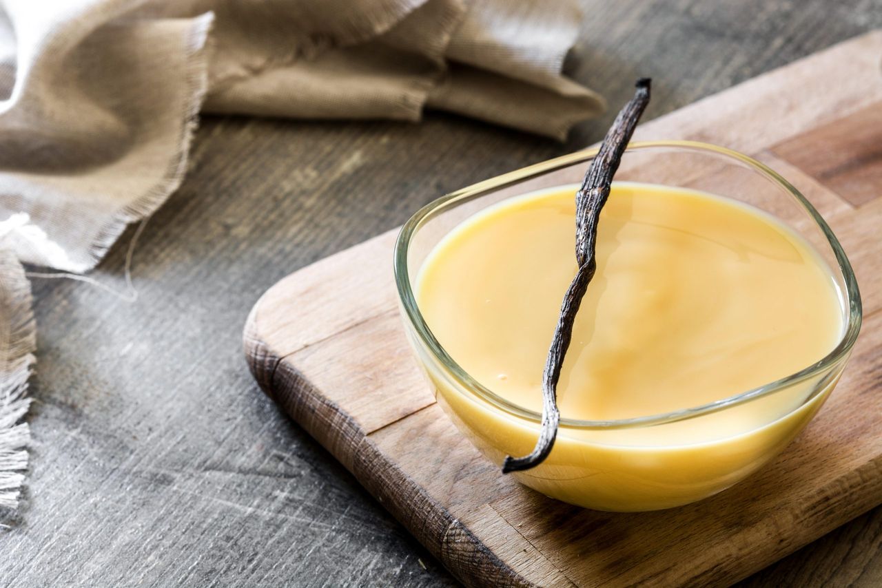 Bowl of homemade vanilla custard