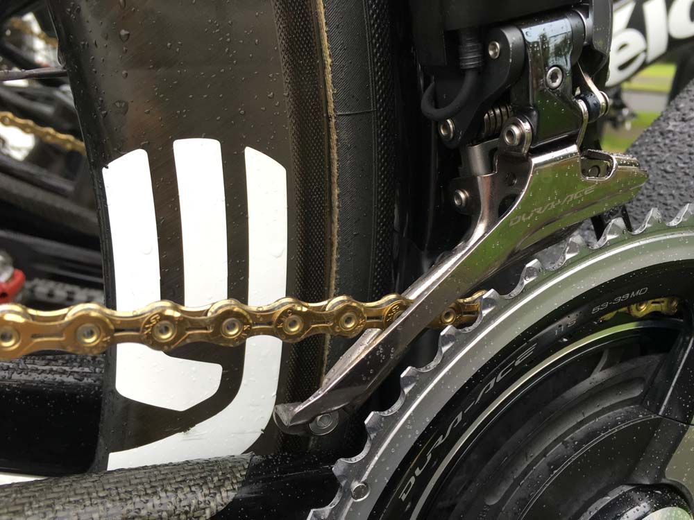 A 53-tooth chainring on the front for Cavendish on stage 2 of the Tour de France.