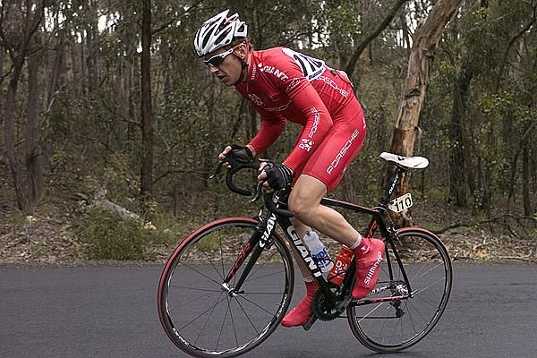 Daniel Braunsteins (City of Greater Geelong) was caught in no-man's land chasing the lead group.