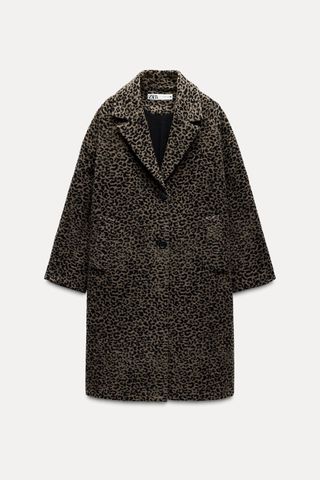 Wool Blend Animal Print Coat Zw Collection