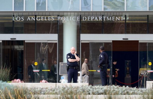 Outside of the Los Angeles Police Department headquarters.