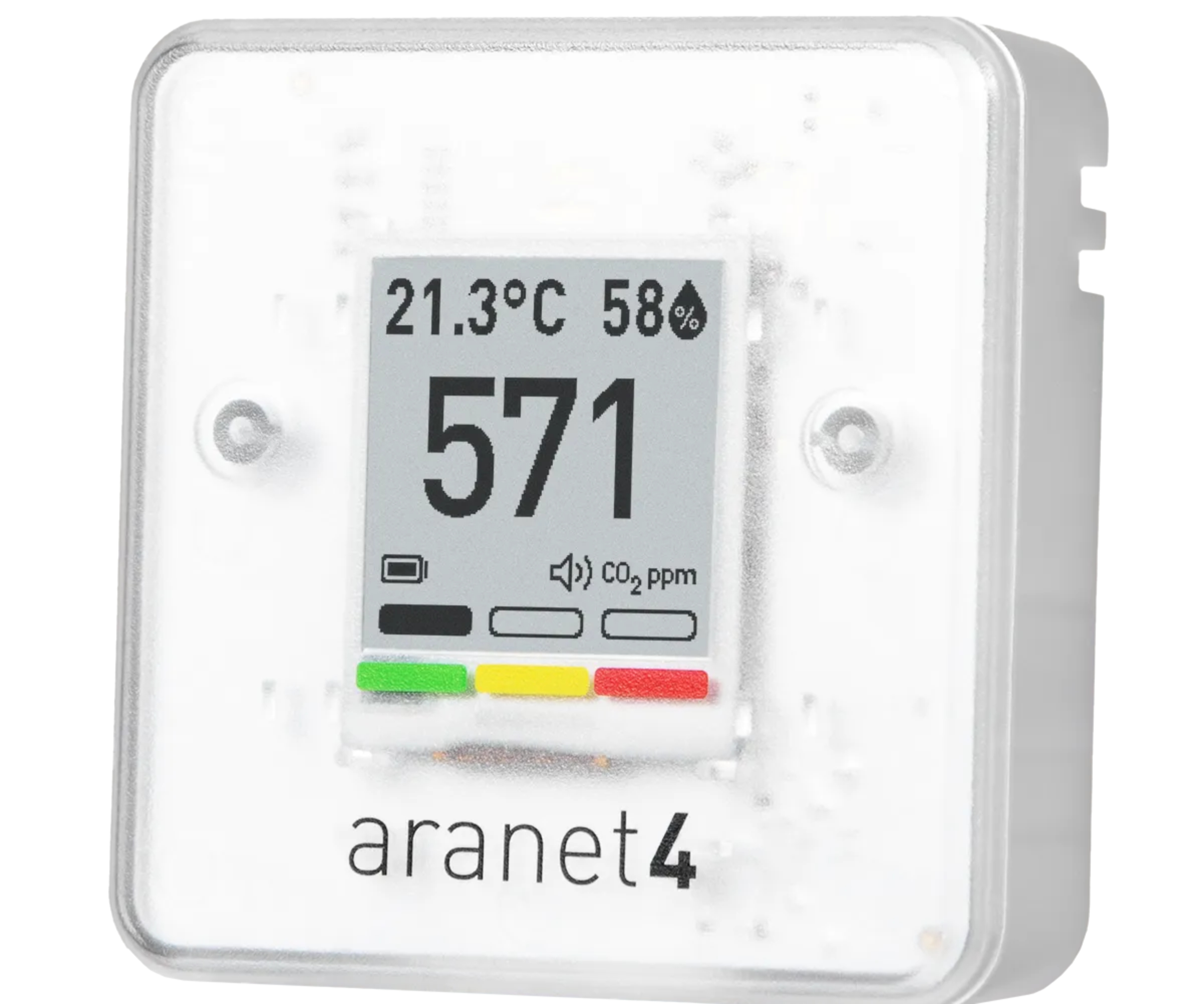 close up of front of aranet4 home monitor