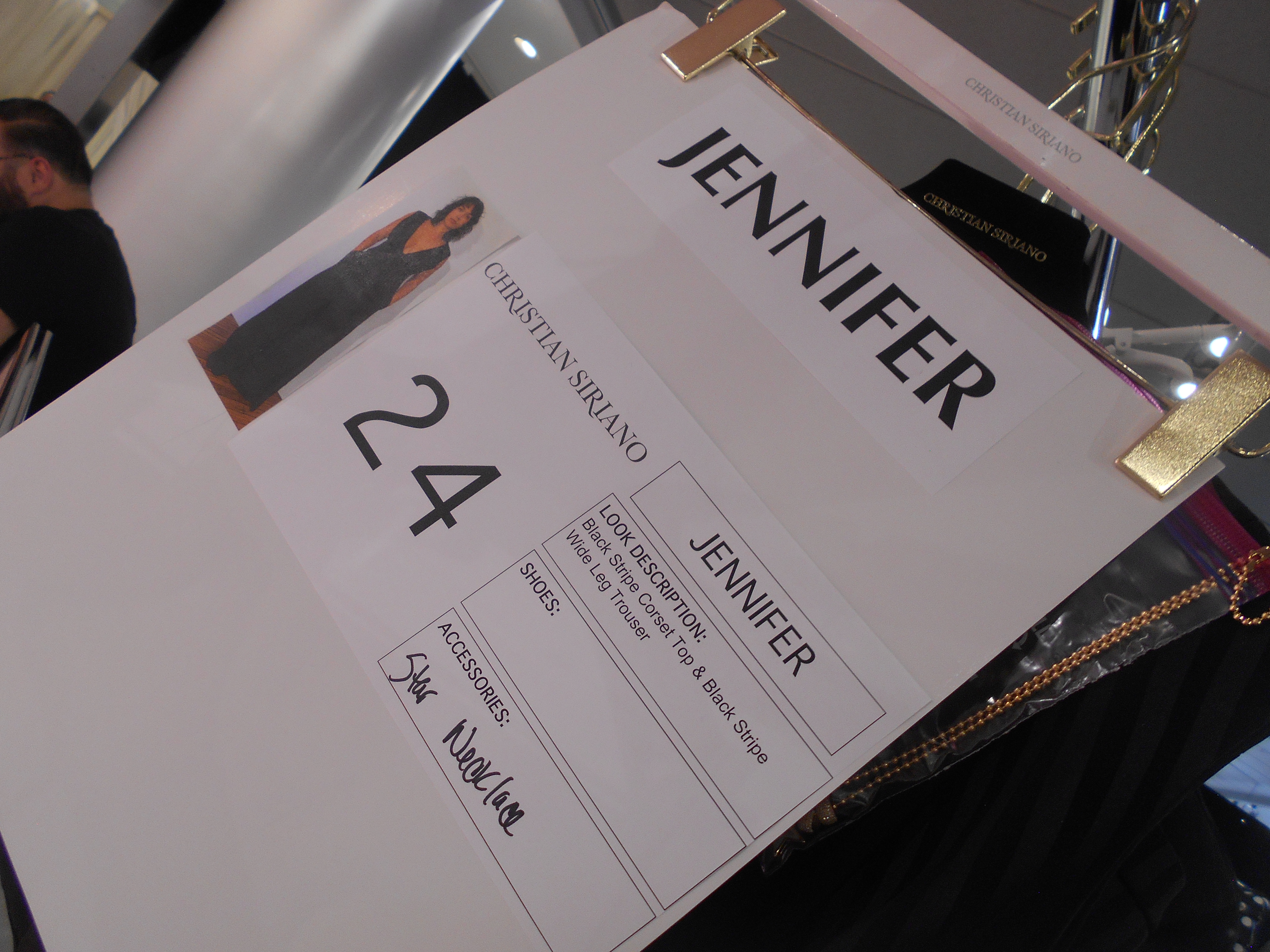 Jennifer Atile&amp;#769;mile backstage at NYFW for Christian Siriano.