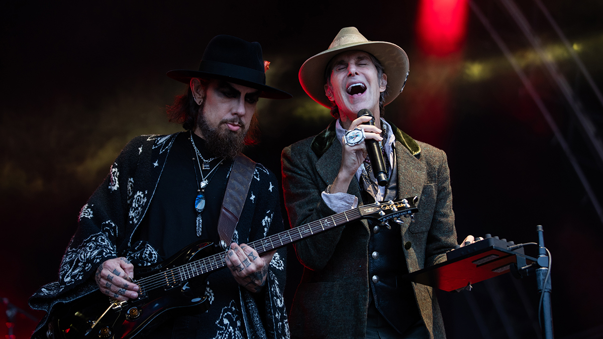 Dave Navarro (L) and Perry Farrell (R) of Jane&#039;s Addiction perform at Trinity College Park on June 28, 2024 in Dublin, Ireland