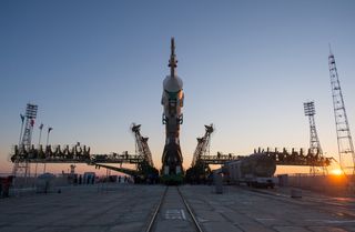 Expedition 34 Soyuz Rollout in Sunrise