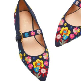 comfortable flat shoes for women Boden embroidered mary jane shoes