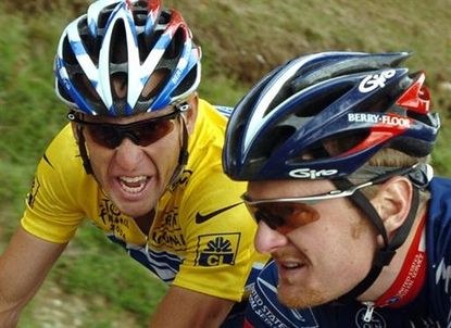 Lance Armstrong and Floyd Landis on the US Postal team