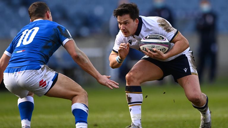 Scotland centre Sam Johnson in action during the Guinness Six Nations match between Scotland and Italy