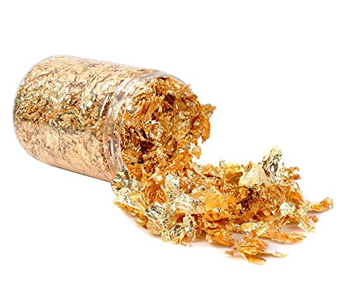 Gold Leaf Flakes,gold Foil Flakes for Resinamp;#65292;10g Metallic Foil Flakesamp;#65292;for Nail Art, Painting, Crafts, Diy Craftsamp;#65292;slime and Resin Jewelry Making