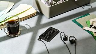 A Sony NW-A306 Walkman on a table.