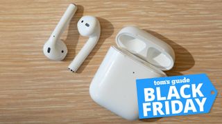 Apple AirPods on desk