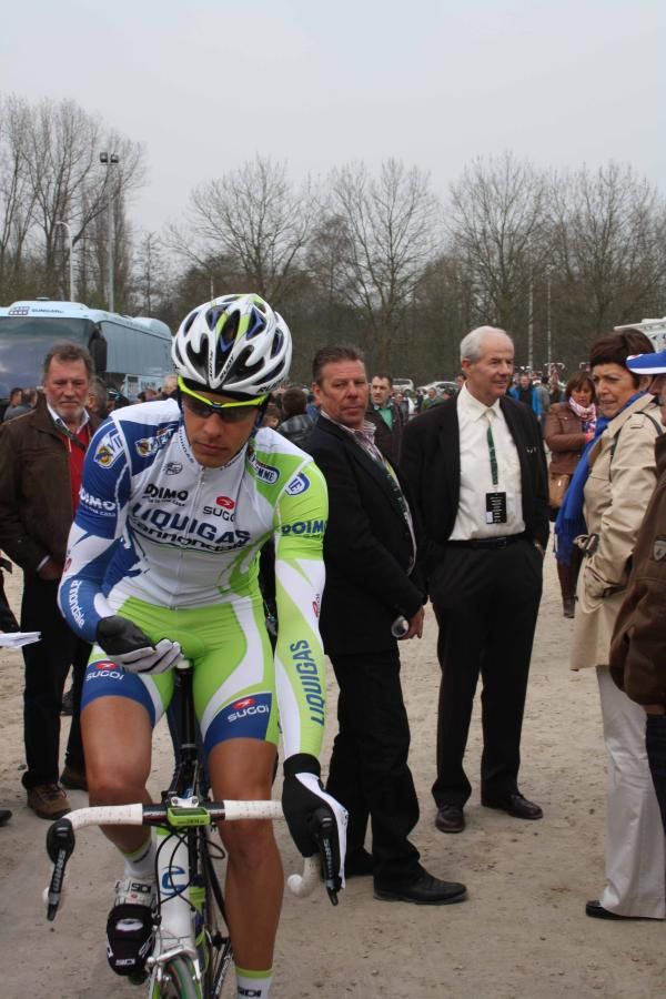 Daniel Oss (Liquigas-Cannondale) is recovered from his team&rsquo;s crash in the TTT at the Settimana Coppi e Bartali.