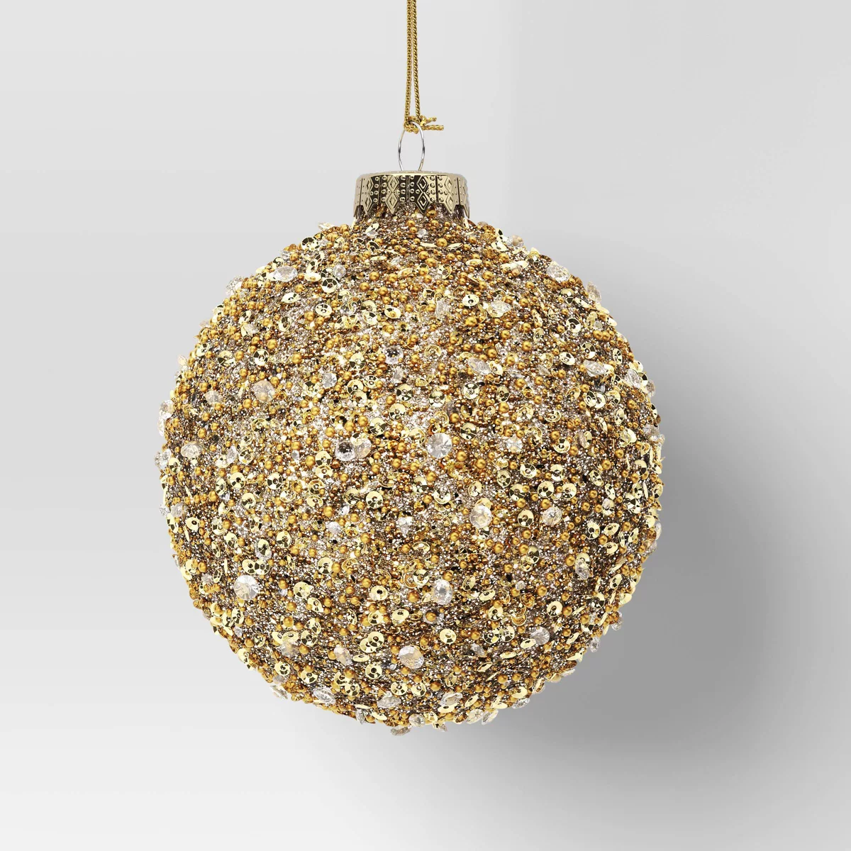 Christmas Gold Glass Beaded Ball Ornament - Wondershopu0026#8482;