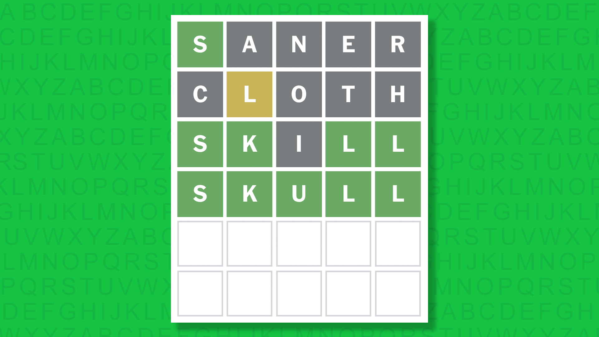 NYT Wordle answer for game 1702 on a green background