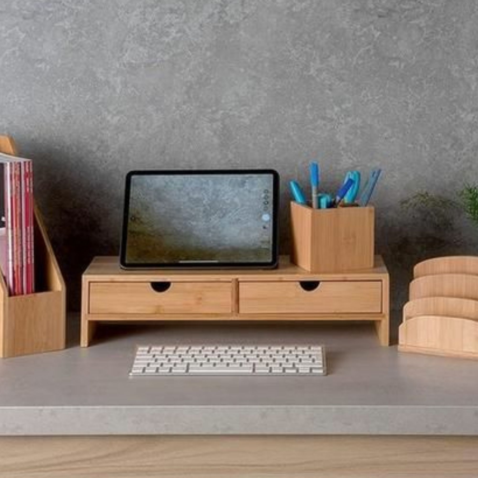 Osco Bamboo 2 Drawer Monitor Stand