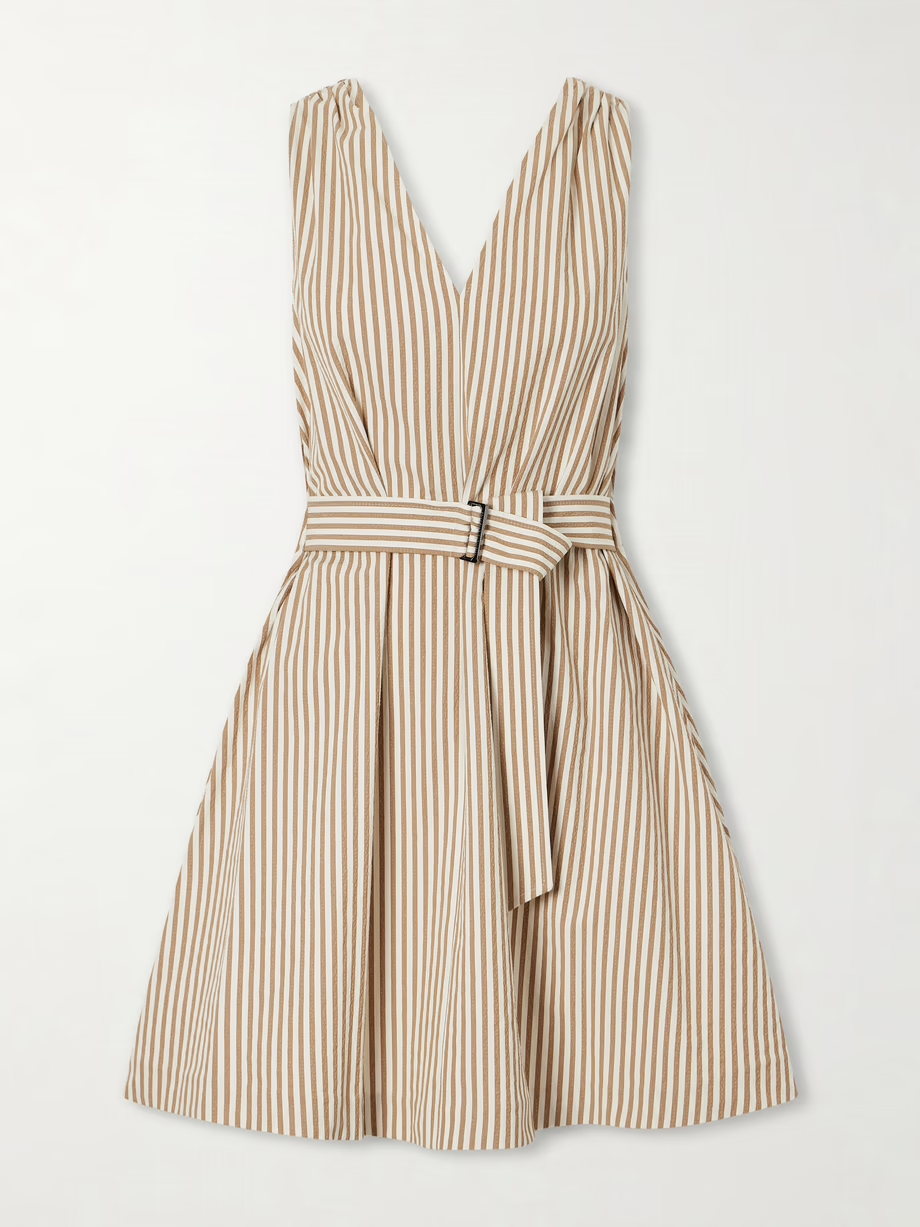 Net-a-Porter, Brunello Cucinelli belted seersucker cotton-blend mini dress