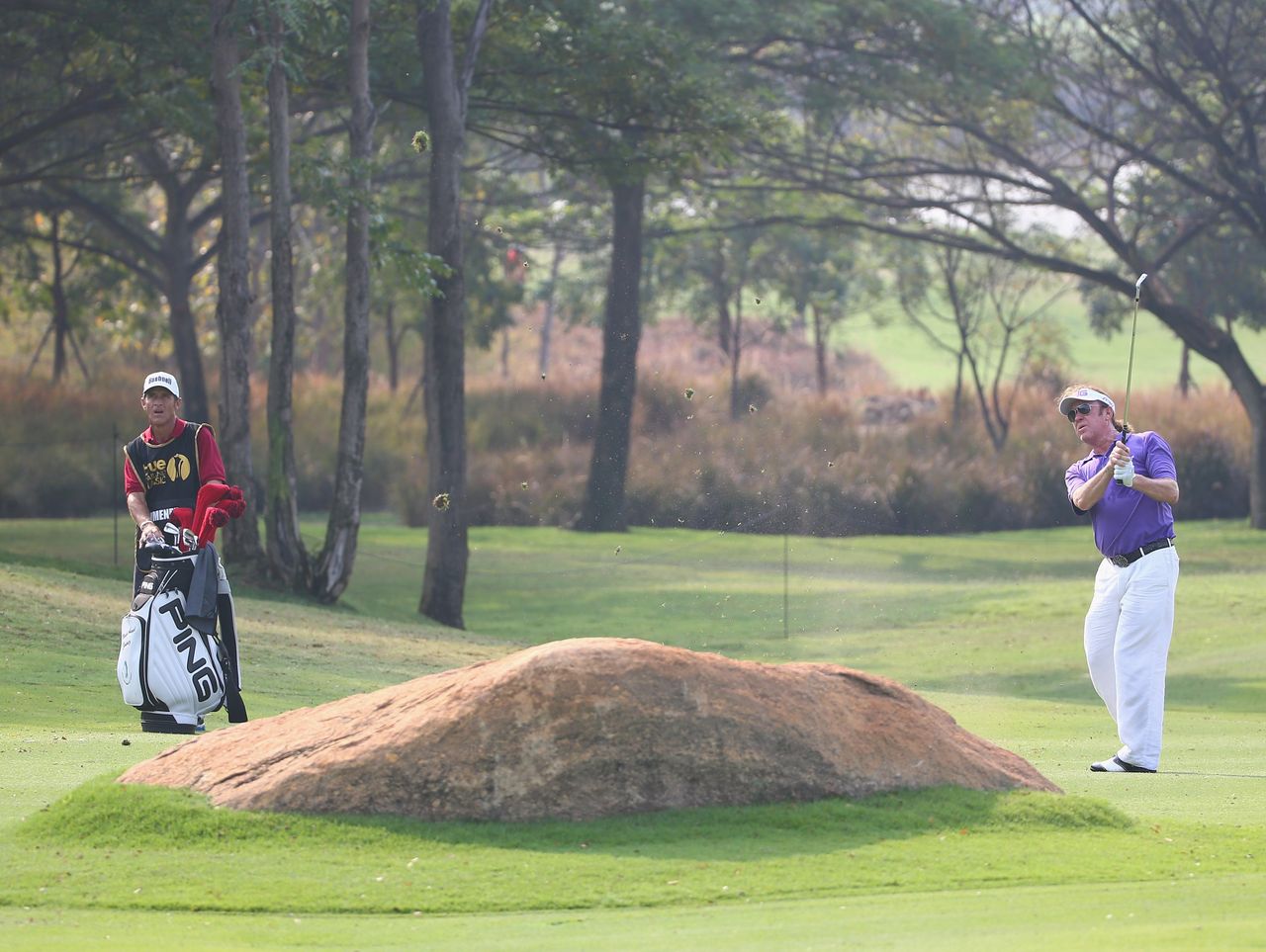 Miguel Angel Jiménez in action of the second day of the the True Thailand Classic