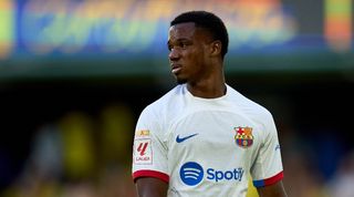 Ansu Fati in action for Barcelona against Villarreal in LaLiga in August 2023.