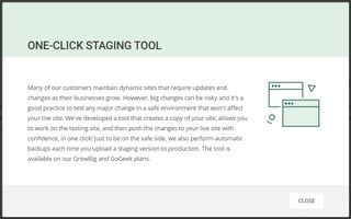 SiteGround's webpage discussing its staging tool feature