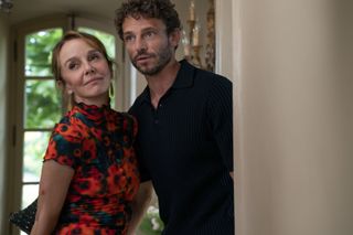 Philippine Leroy-Beaulieu as Sylvie Grateau, Arnaud Binard as Laurent G in episode 306 of Emily in Paris