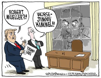 Political cartoon U.S. GOP Obamacare repeal Graham Cassidy Jimmy Kimmel