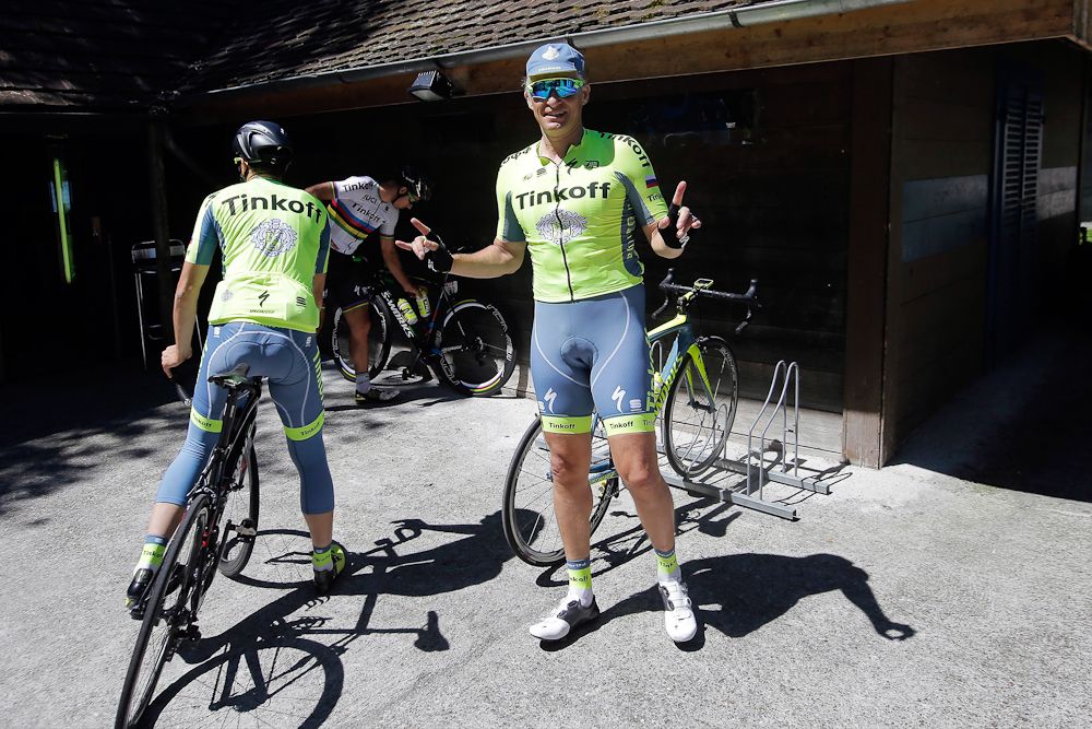 Oleg is ready to ride with his Tinkoff team during the Tour's second rest day.