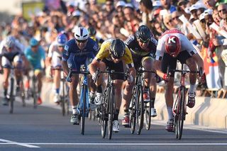 It was close on the line but Kristoff was awarded victory