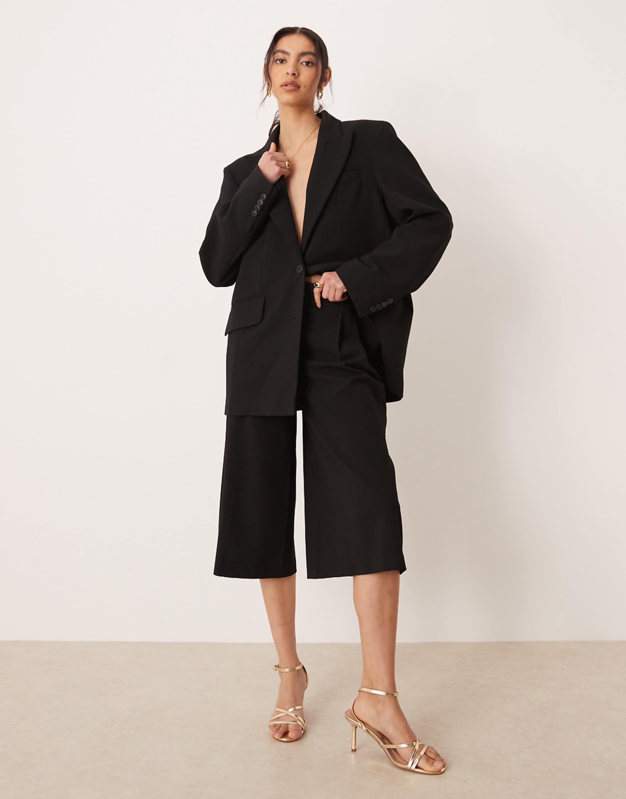 Asos Design Tailored Culotte Trousers Co-Ord in Black
