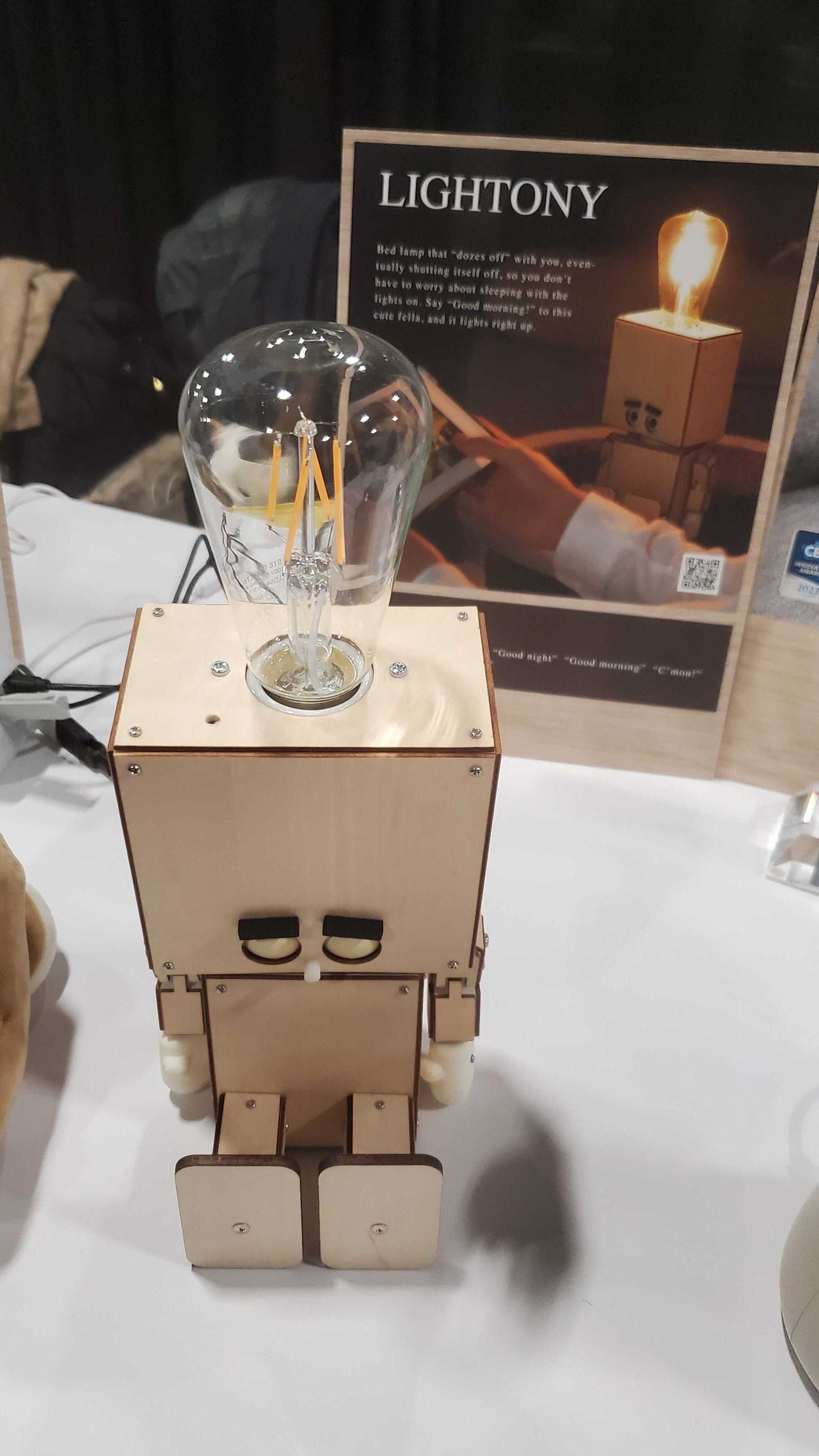 wooden night light robot