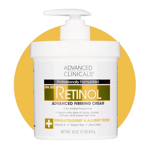 Advanced Clinicals Retinol Body Lotion & Face Moisturizer | Visible Anti Aging Skin Care Retinol Body Cream for Women & Men Targets Look of Fine Lines, Wrinkles, & Crepe Looking Dry Skin, 16 Ounce