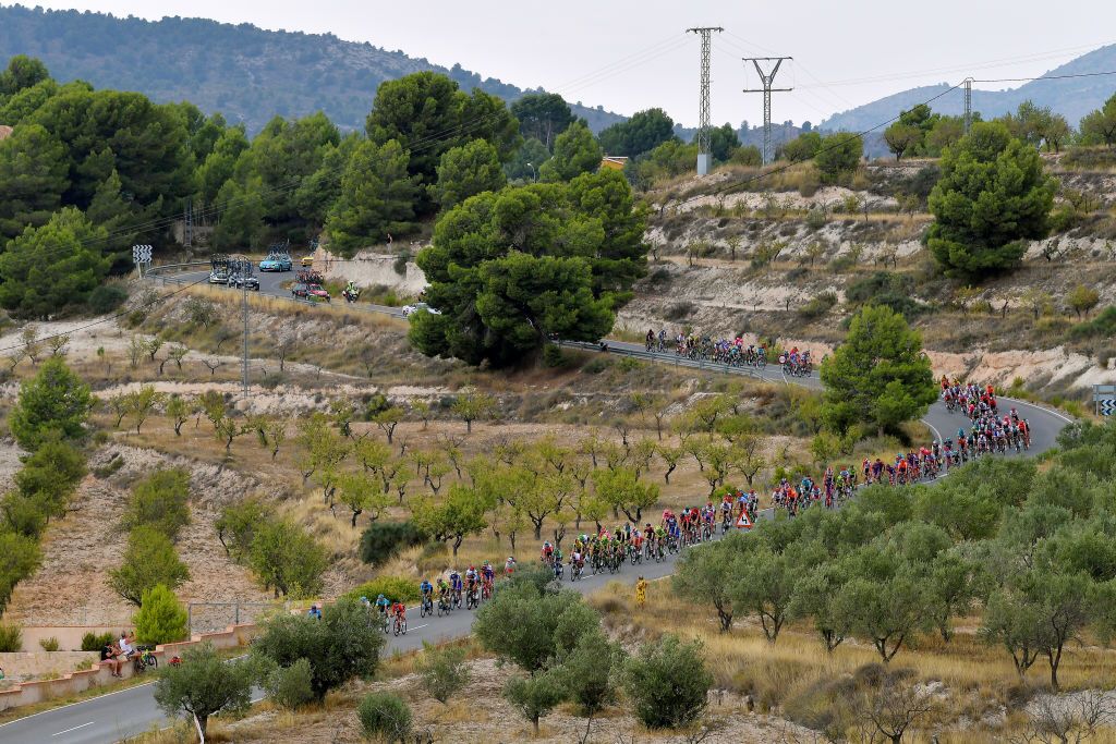 The peloton during the early stage of stage 3 of the Vuelta a Espana