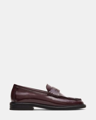 Madison Burgundy Box Leather Penny Loafer | Women's Loafers – Steve Madden