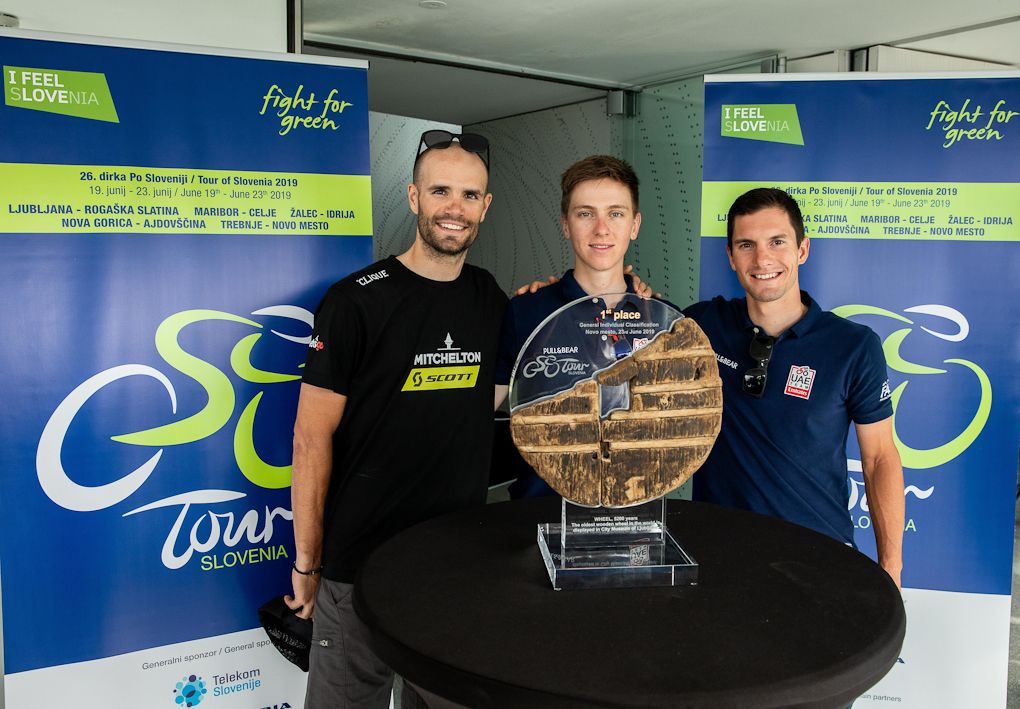 Luka Mezgec, Tadej Pogacar and Jan Polanc at the Tour of Slovenia press conference