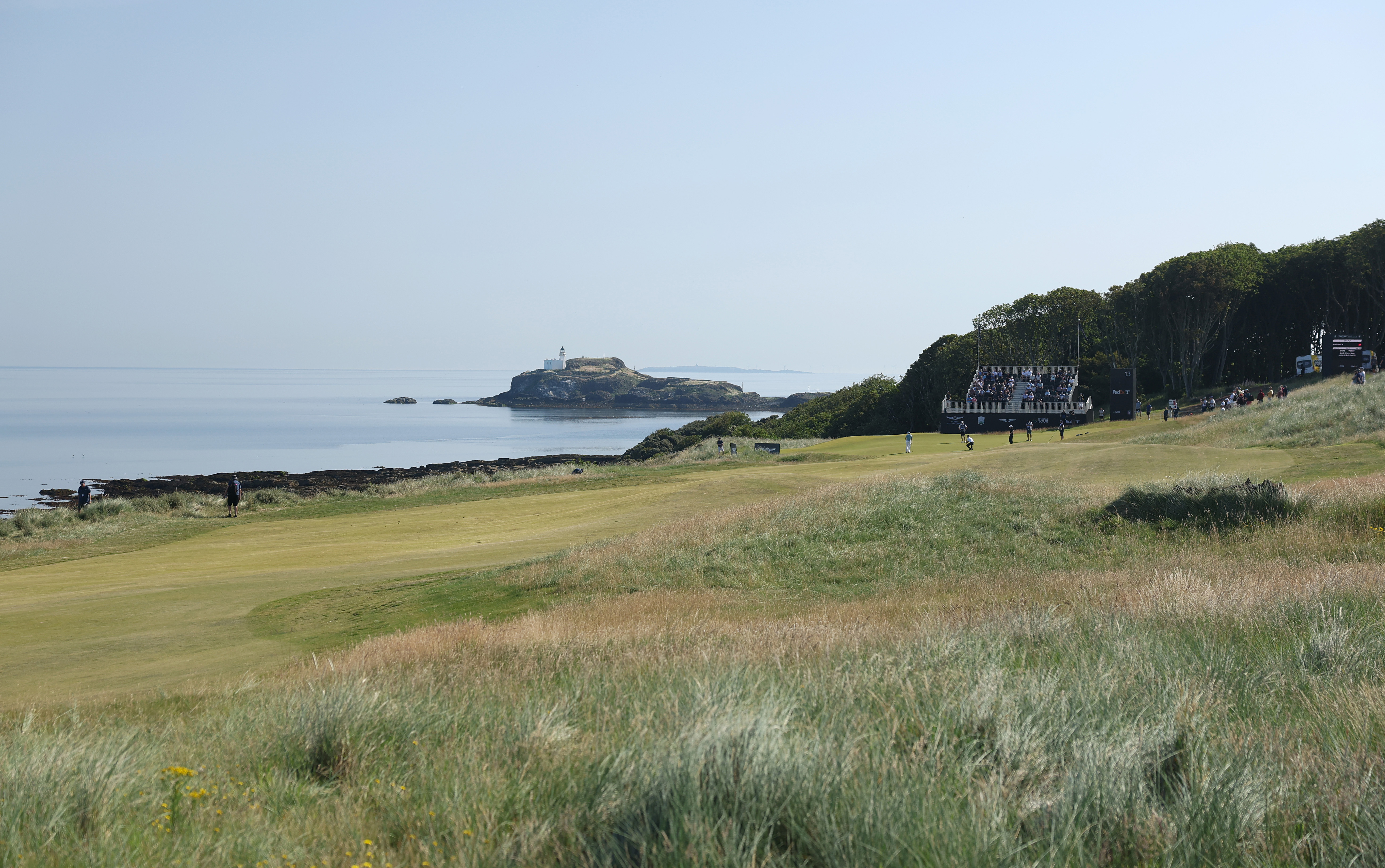 A general view of a hole along the sea at the Renaissance Club during the Scottish Open