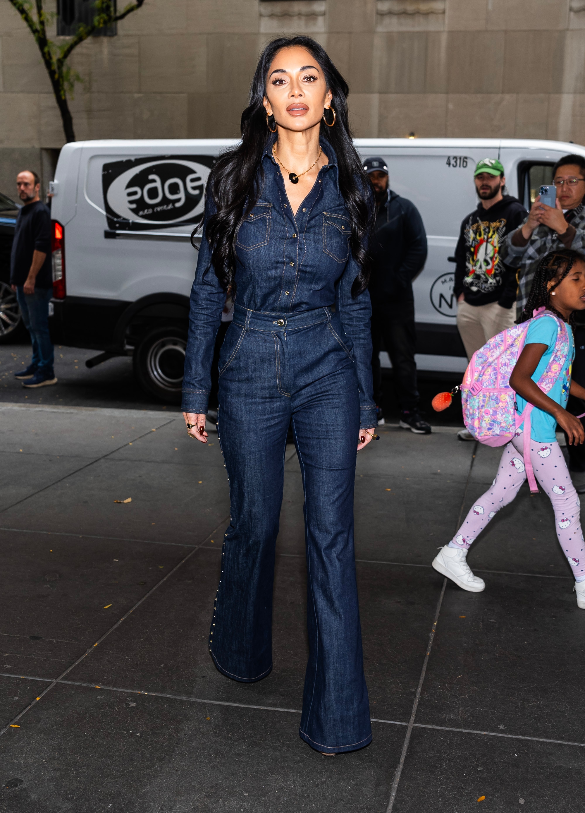 Nicole Scherzinger wearing double denim
