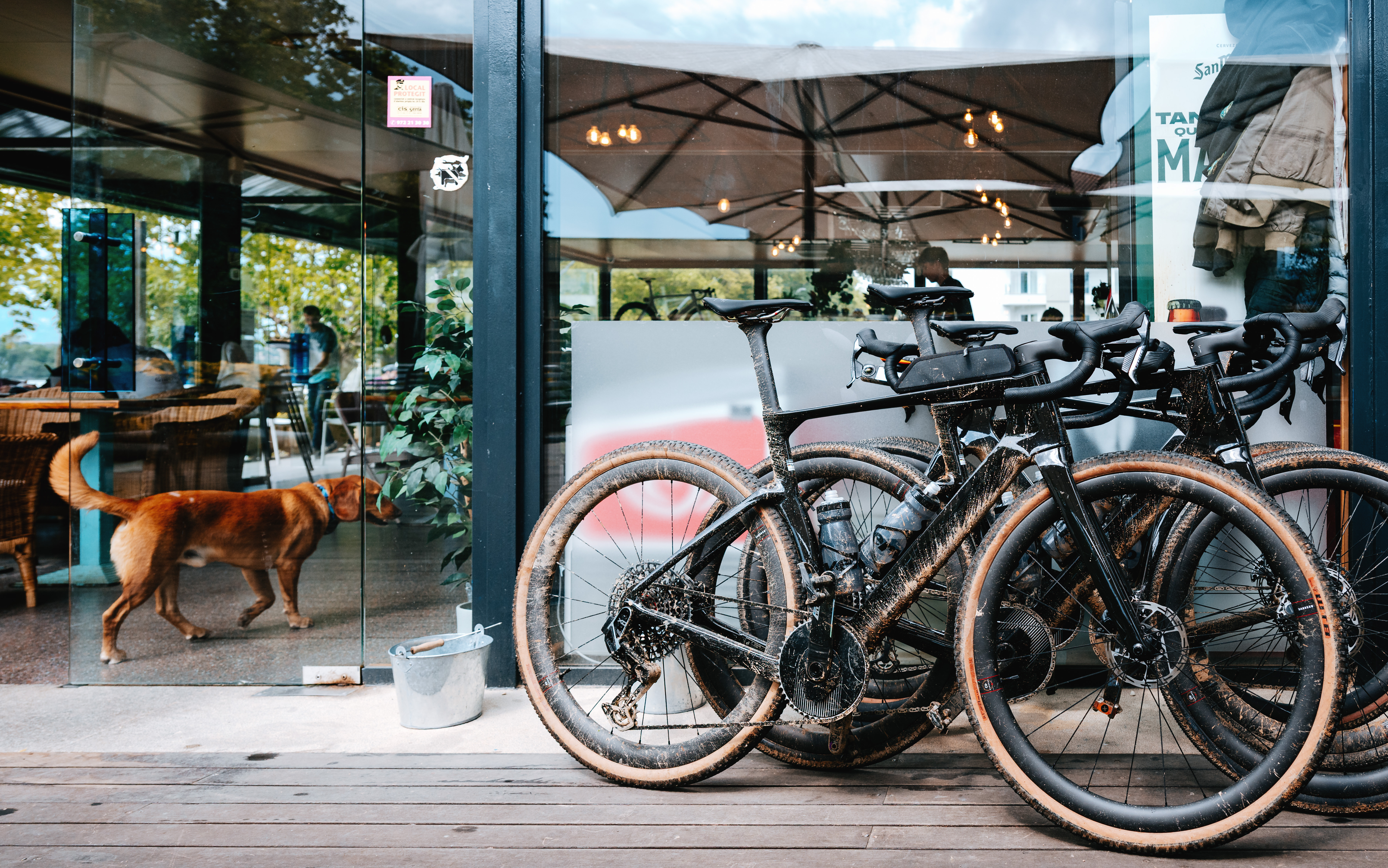 Cervelo bike at cafe stop in Girona