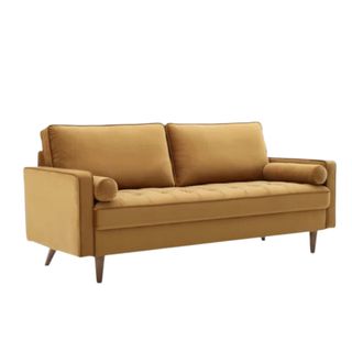 A tan two-seat couch