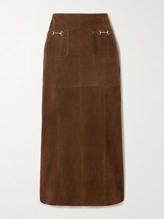 Edwina Embellished Suede Midi Skirt