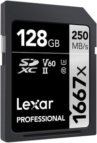 Lexar Professional 1667X 128GB SDXC UHS-II/U3 Card |
now $26.97 40% off
This high-speed card is perfect if you are using have a camera with a high burst rate, or with 4K shooting capacity (or even if you are thinking of upgrading to one). The 250MB/s transfer rate makes this a class performer - and this 128GB version has been reduced from its already attractive price to an unmissable $26.97 a piece.
 US deal - ends midnight PDT, 10 September