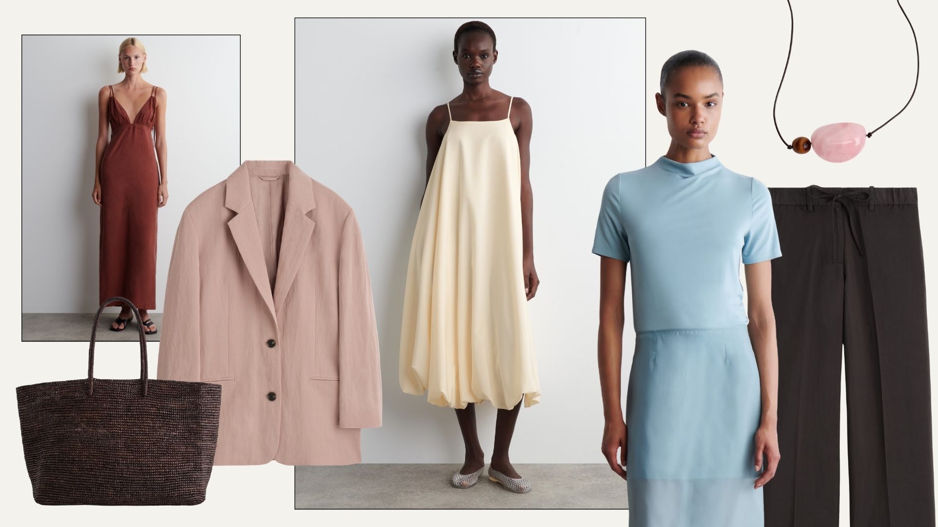 Collage of colour trends items from COS