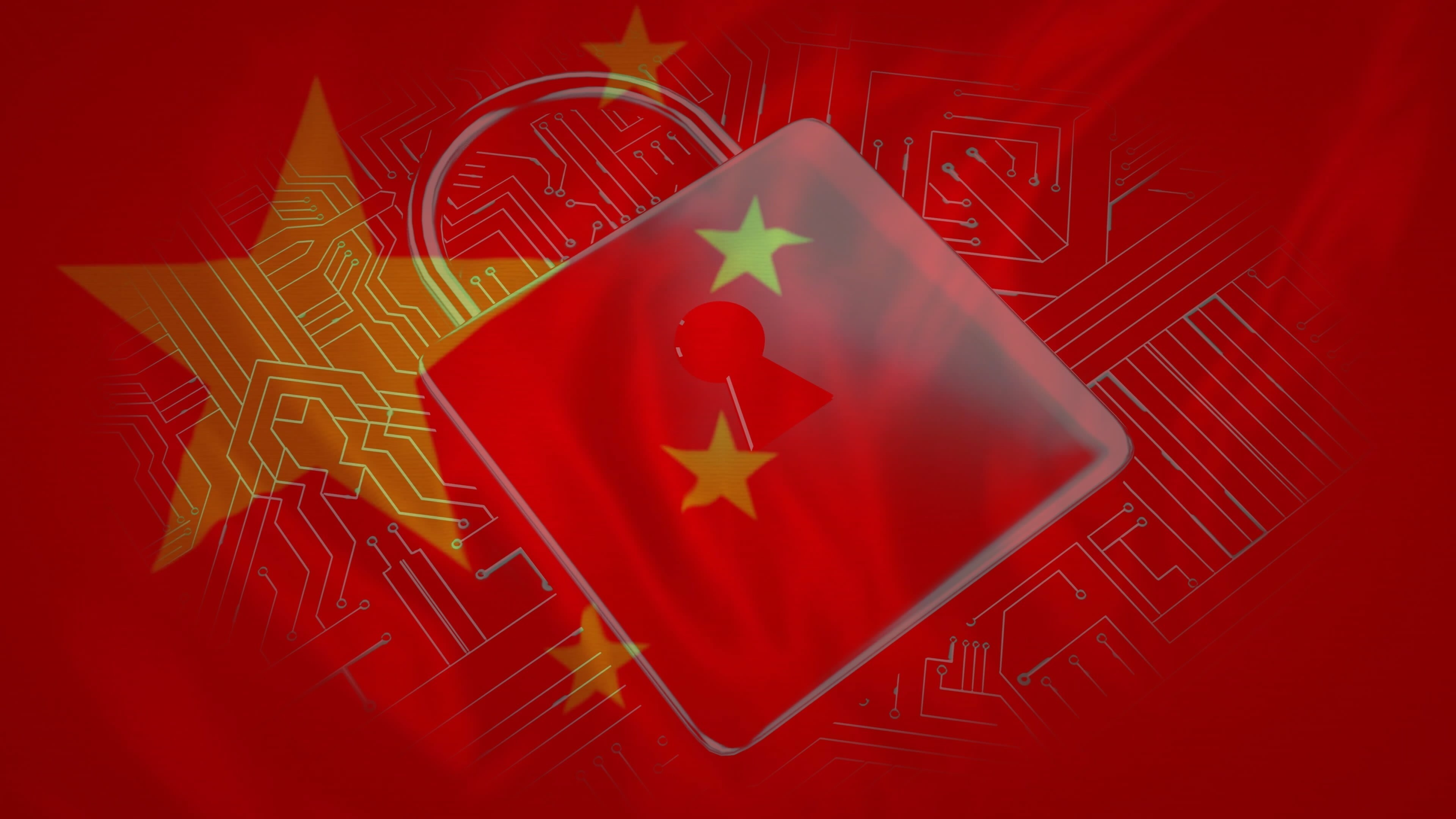 Chinese flag with lock