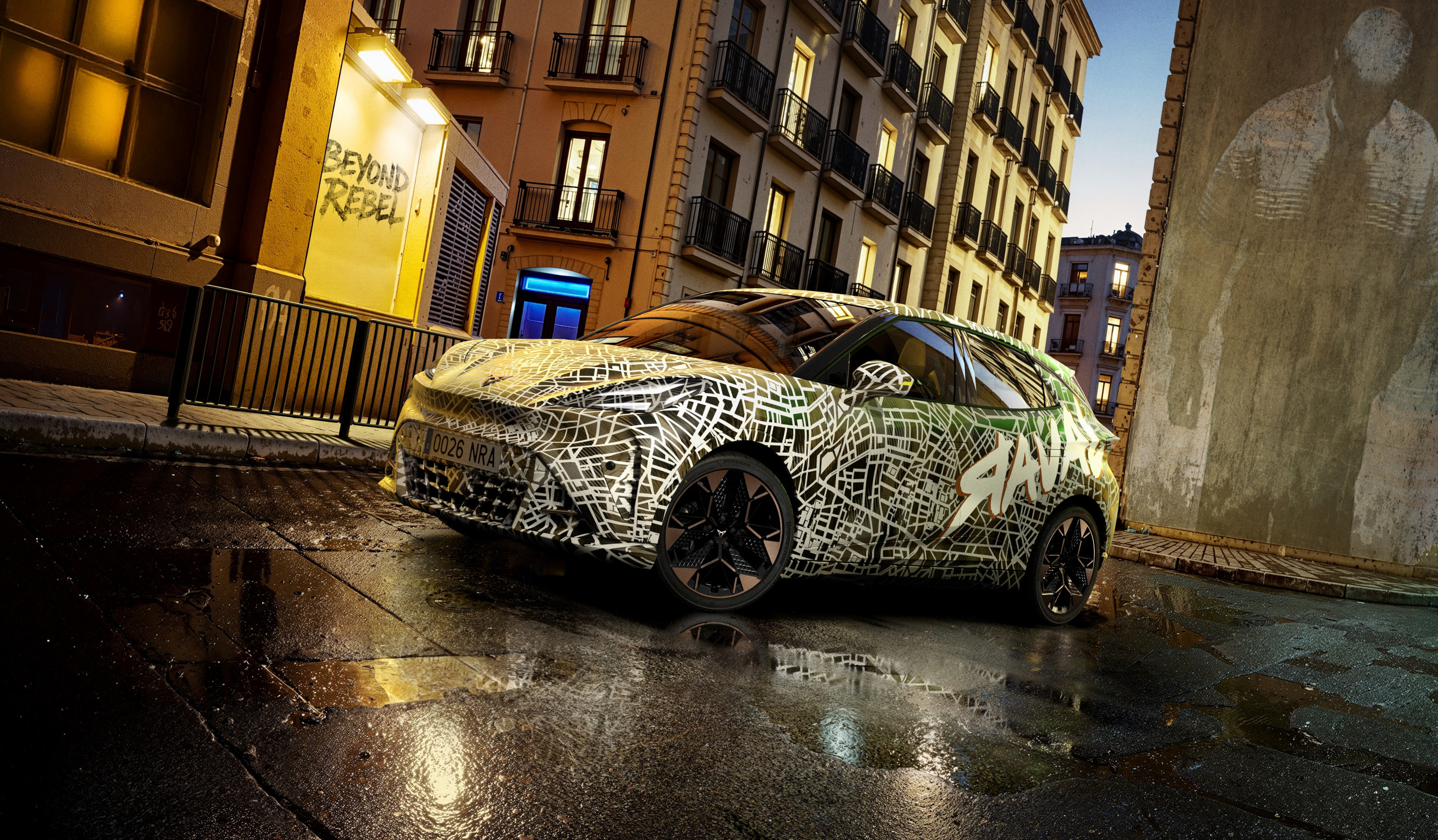 The forthcoming 2026 Cupra Raval, with Barcelona-inspired camouflage