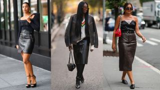 leather pencil skirt street style
