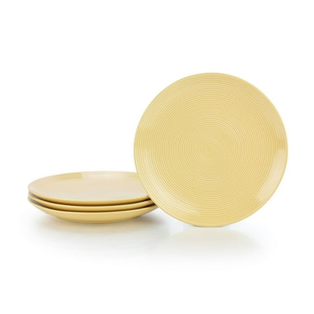 Everything Kitchens Modern Colorful Neutrals - Rippled 10.5" Dinner Plates (set of 4) - Glazed | Butter Yellow