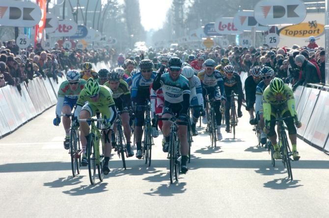 Mark Cavendish (Omega Pharma - Quick-Step) gets the win on Stage 2 of the Three Days of De Panne