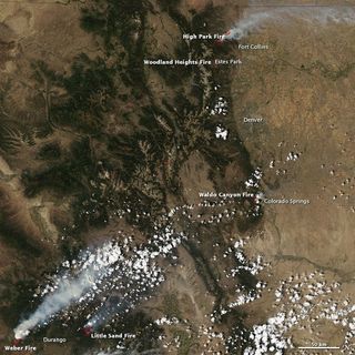 Colorado wildfires as seen from space