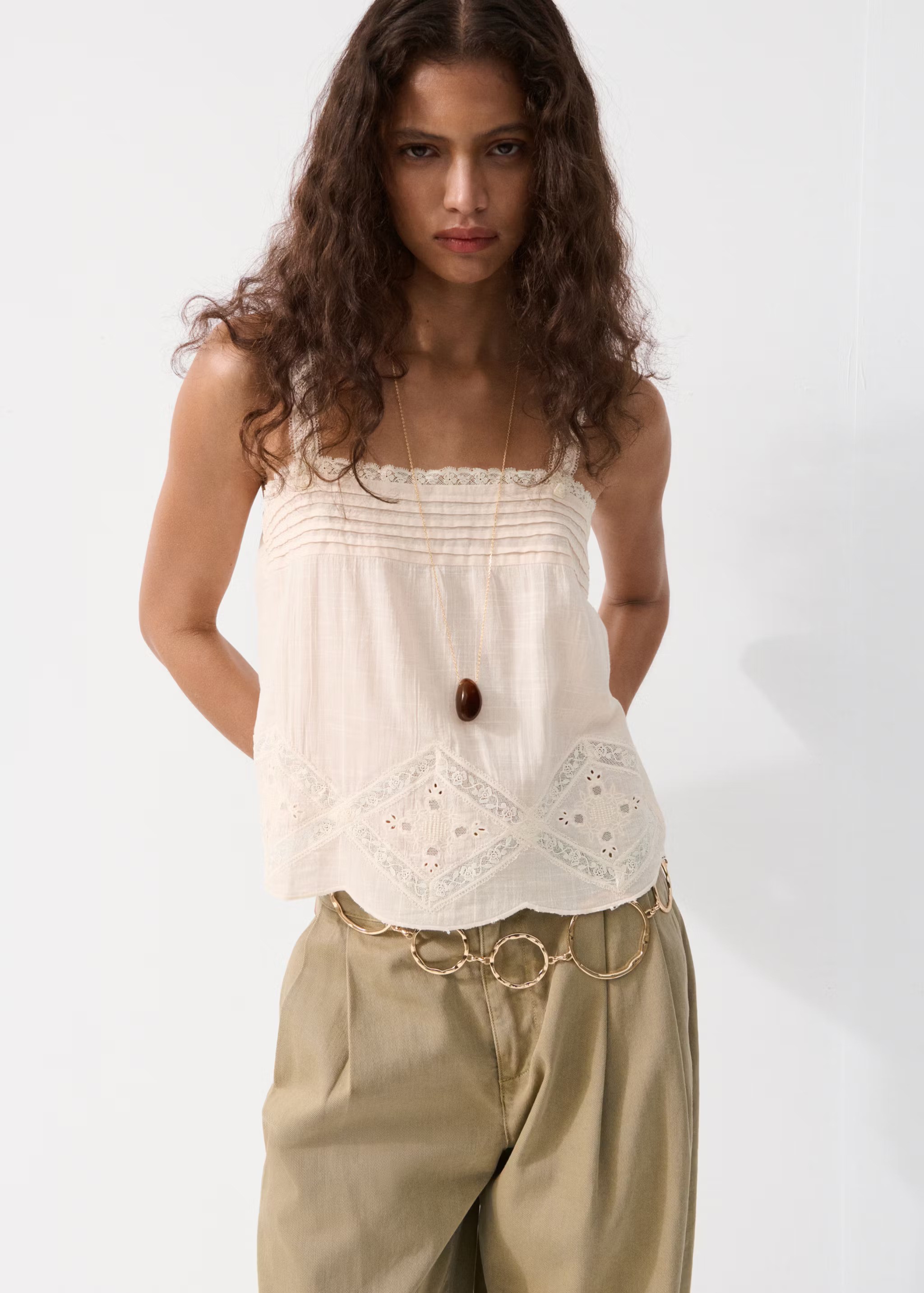 MANGO, Cotton Top With Embroidered Details - Women | Mango United Kingdom