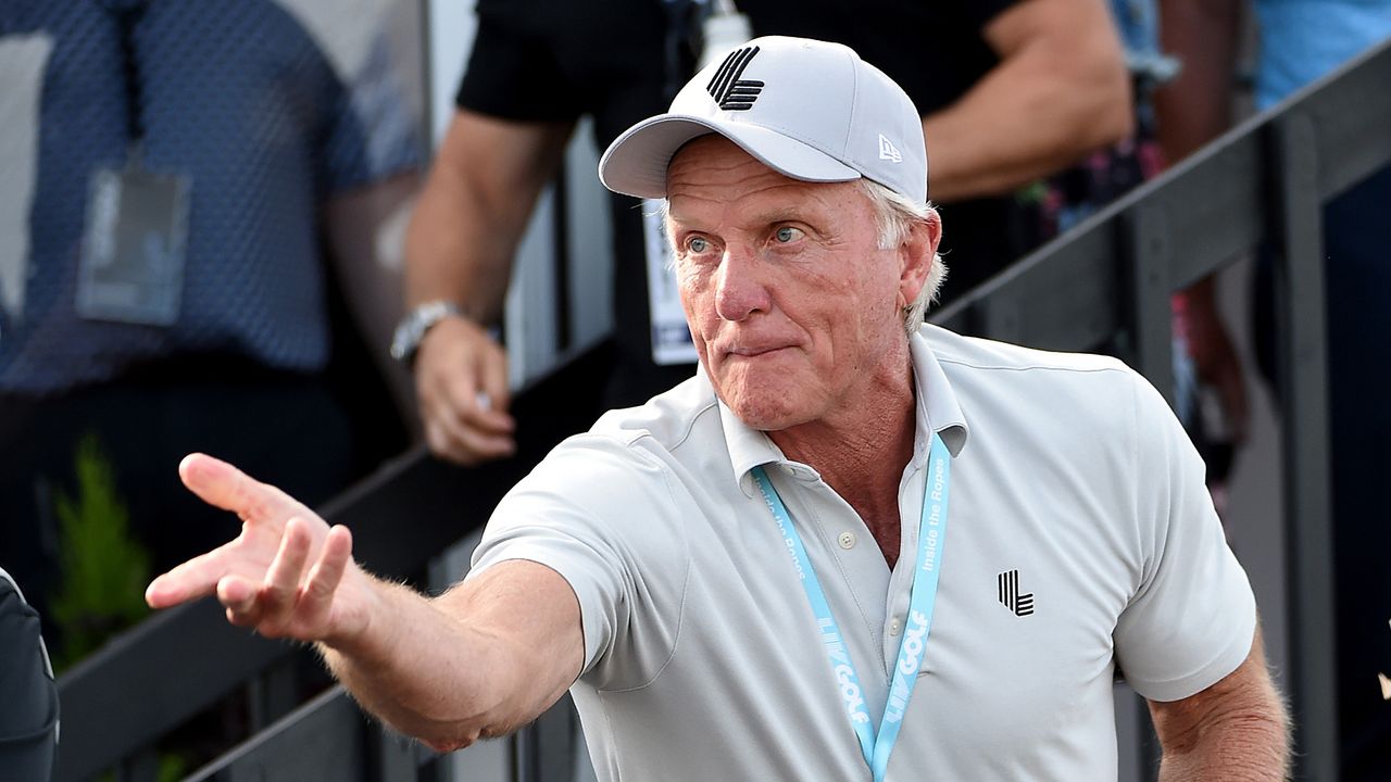 Greg Norman throwing beer at the LIV Golf Invitational Portland