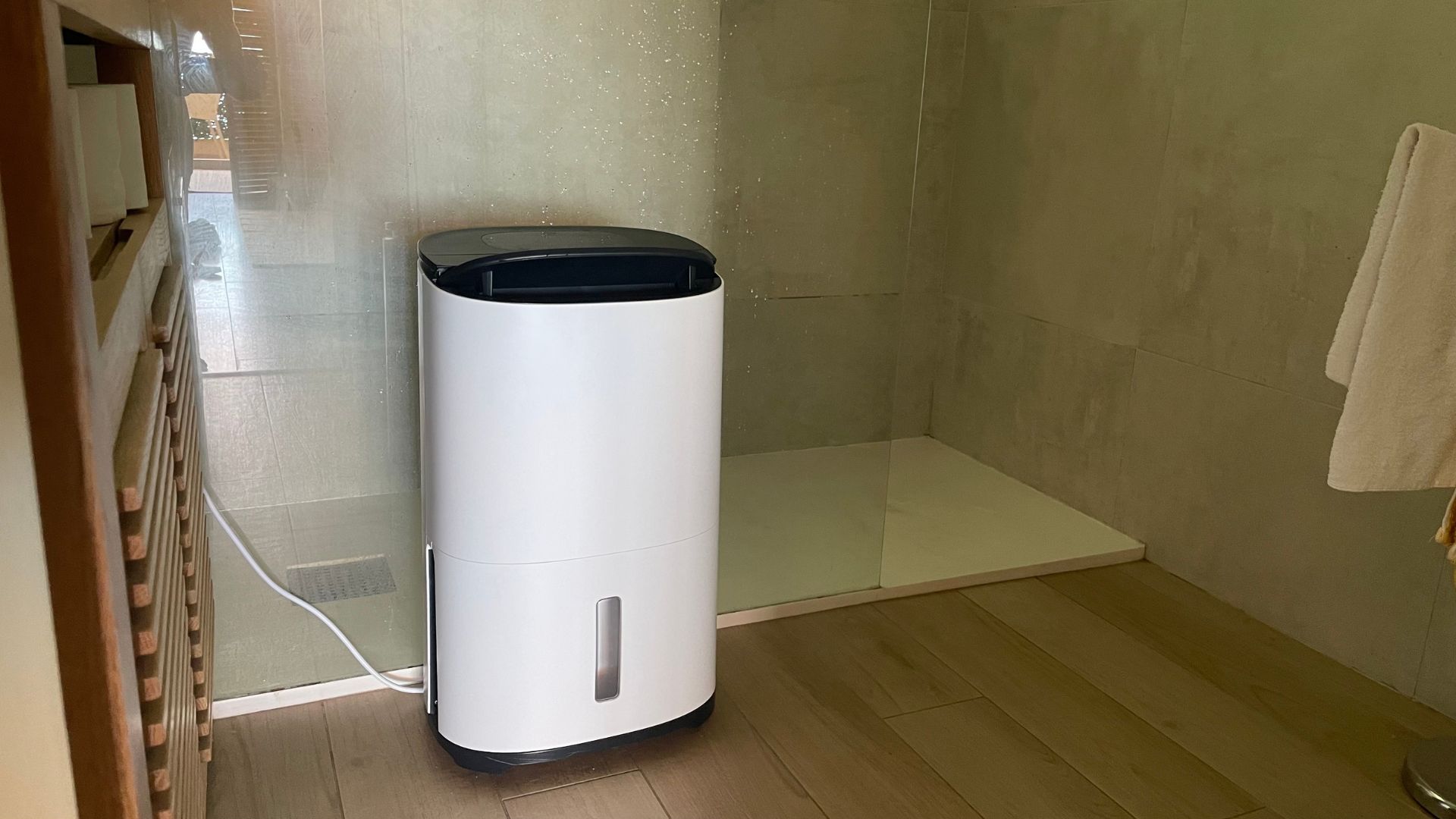 Meaco Arete Two Dehumidifier in a bathroom